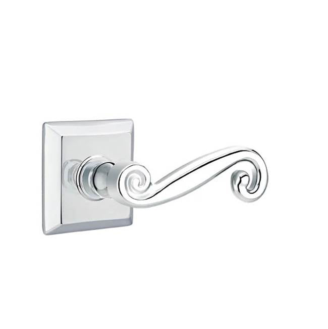 Emtek - Passage, Quincy Rosette, Rustic Lever, RH, US26 - Polished Chrome