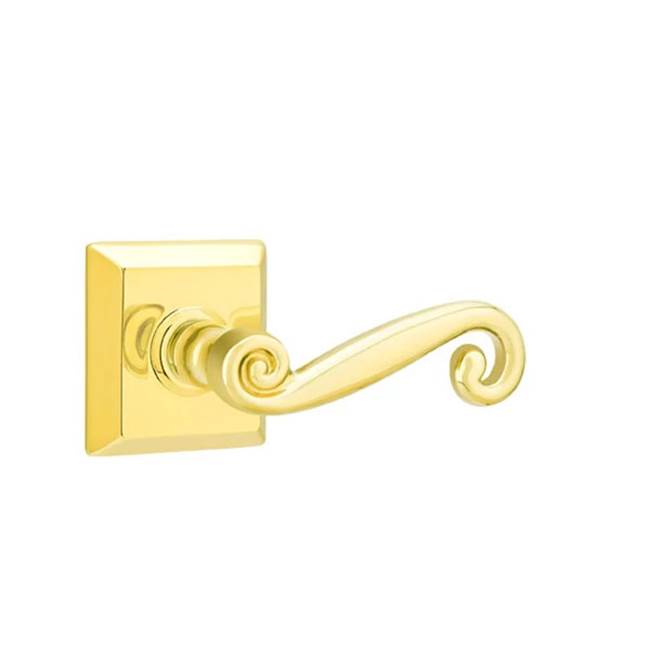Emtek - Passage, Quincy Rosette, Rustic Lever, RH, US3 Lifetime - Polished Brass
