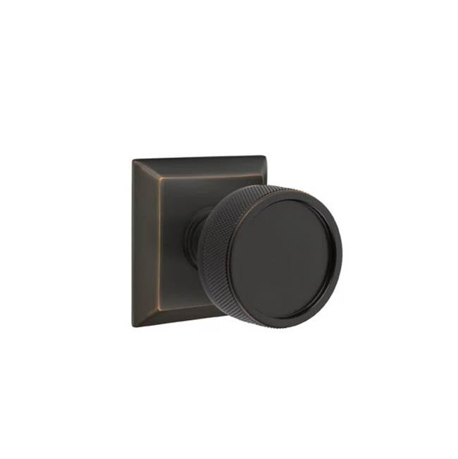 Emtek - Concealed Fastener Privacy, Quincy Rosette US10B, Conical Stem US10B, Knurled Knob US10B - Oil Rubbed Bronze