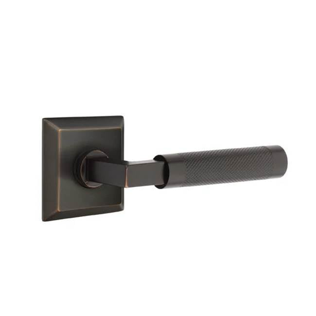 Emtek - Concealed Fastener, Passage, Quincy Rosette US10B, L-Square Stem US10B, Knurled Handle US10B - Oil Rubbed Bronze