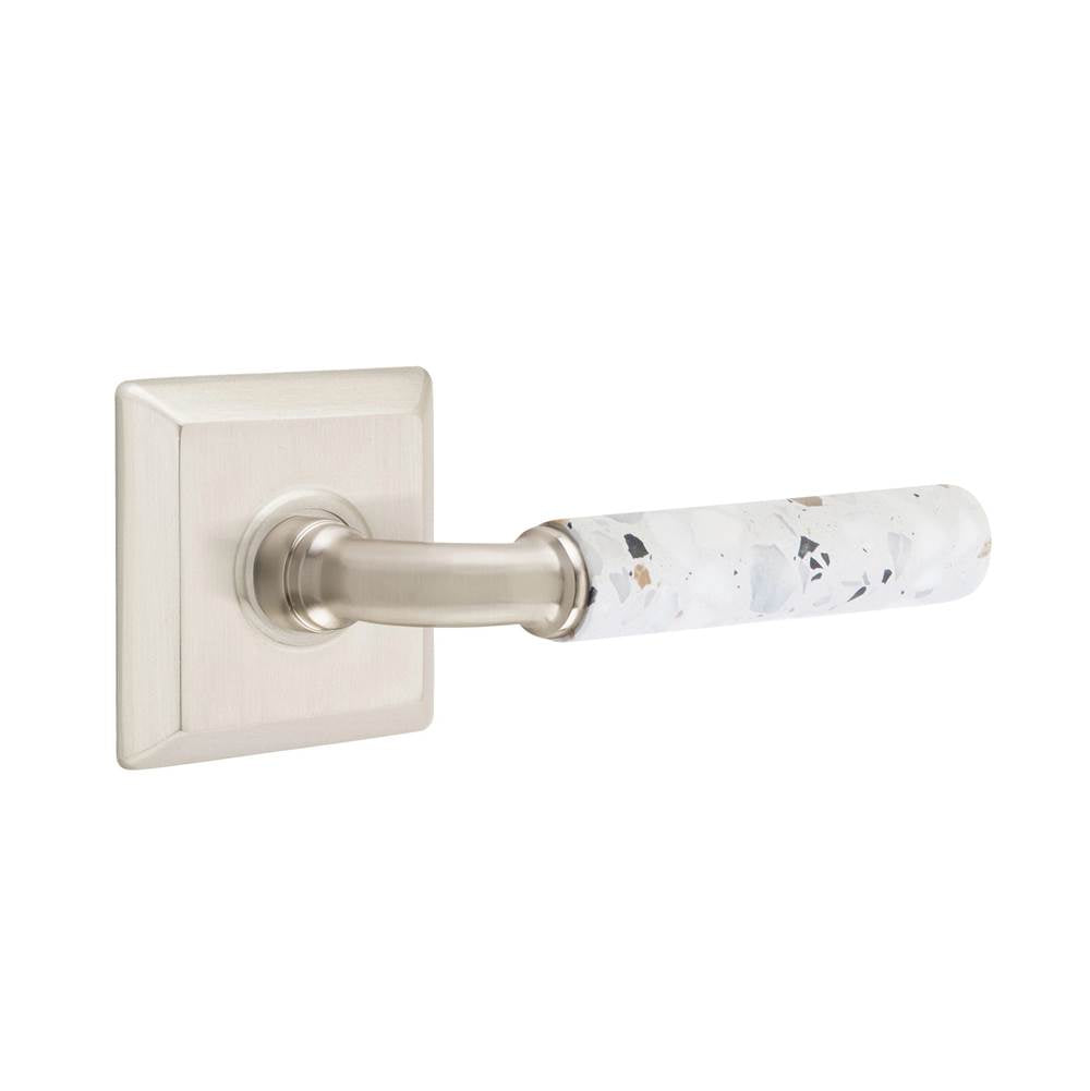 Emtek - Select Passage, Quincy Rosette US15, R-Bar Stem US15, Light Terrazzo Handle, LH - Satin Nickel