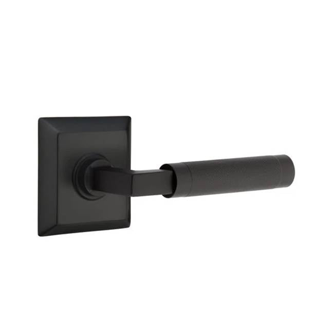 Emtek - Concealed Fastener, Passage, Quincy Rosette US19, L-Square Stem US19, Knurled Handle US19 - Flat Black