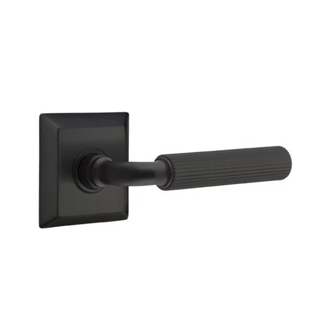 Emtek - Dummy, Quincy Rosette US19, R-Bar Stem US19, Straight Knurled Handle US19 - Flat Black