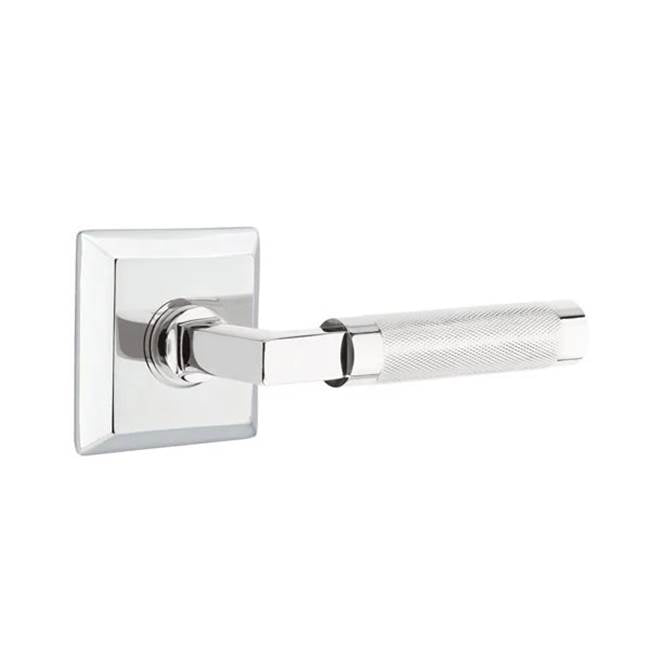 Emtek - Passage, Quincy Rosette US26, L-Square Stem US26, Knurled Handle US26 LH - Polished Chrome