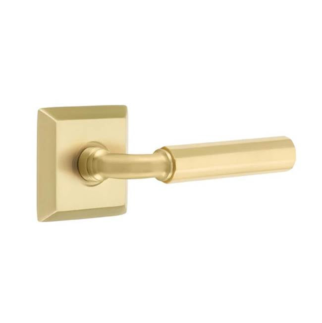 Emtek - Concealed Fastener Privacy, Quincy Rosette US4, R-Bar Stem US4, Faceted Handle US4 - Satin Brass