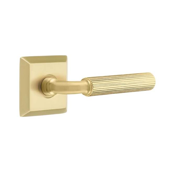 Emtek - Concealed Fastener Passage, Quincy Rosette US4, R-Bar Stem US4, Straight Knurled Handle US4 - Satin Brass