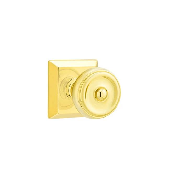 Emtek - Concealed Fastener, Passage, Quincy Rosette, Waverly Knob, US3NL - Unlacquered Brass