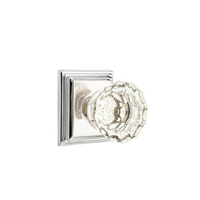 Emtek - Privacy, Wilshire Rosette, Astoria Clear Knob, US14 - Polished Nickel