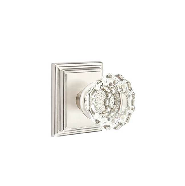 Emtek - Concealed, Privacy, Wilshire Rosette, Astoria Clear Knob, US15 - Satin Nickel