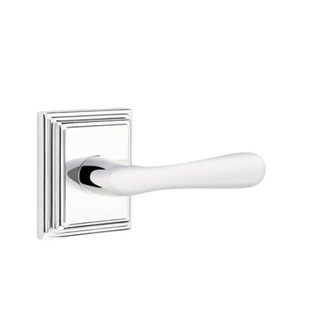 Emtek - Privacy, Wilshire Rosette, Basel Lever, RH, US26 - Polished Chrome