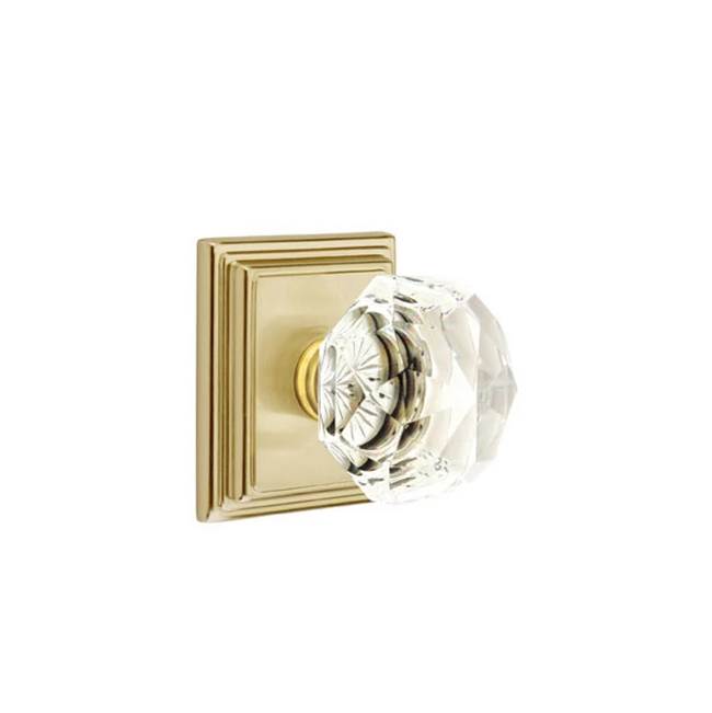 Emtek - Concealed, Passage, Wilshire Rosette, Diamond Crystal Knob, US4 - Satin Brass