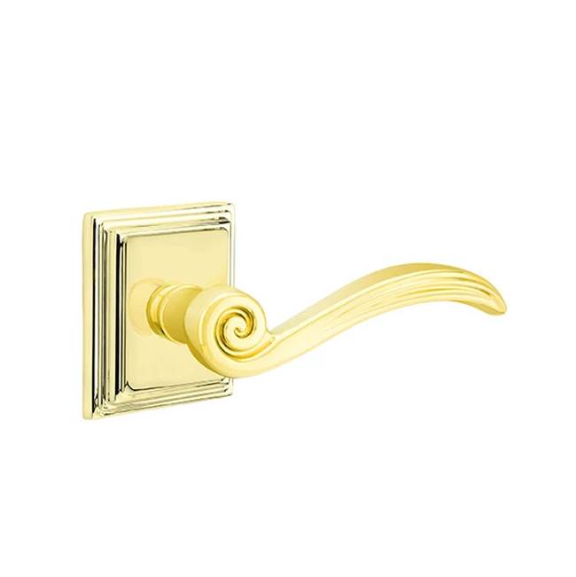 Emtek - Passage, Wilshire Rosette, Elan Lever, RH, US3NL - Unlacquered Brass