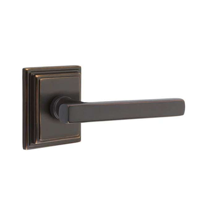 Emtek - Privacy, Wilshire Rosette, Freestone Lever, LH, US10B - Oil Rubbed Bronze