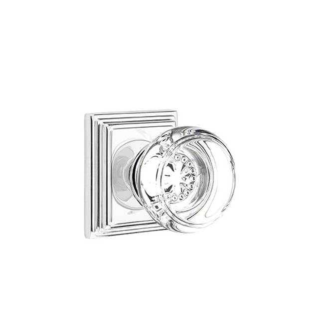 Emtek - Concealed, Privacy, Wilshire Rosette, Georgetown Knob, US26 - Polished Chrome