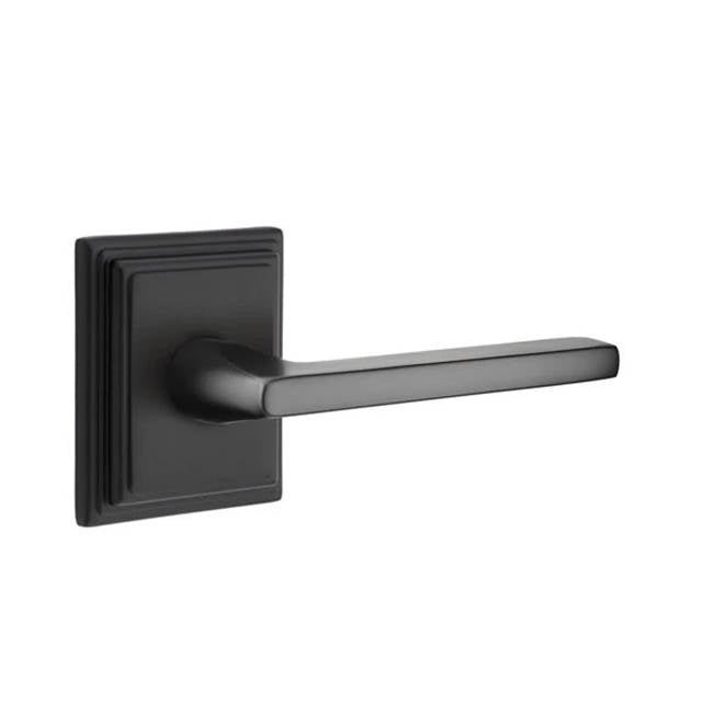 Emtek - Privacy, Wilshire Rosette, Helios Lever, RH, US19 - Flat Black