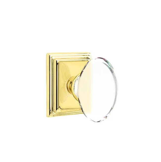 Emtek - Concealed Fastener, Passage, Wilshire Rosette, Hampton Crystal Knob, US3NL - Unlacquered Brass