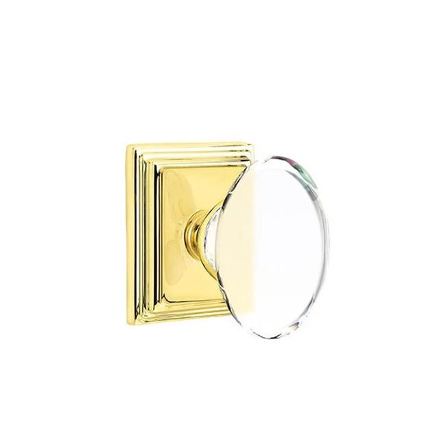 Emtek - Privacy, Wilshire Rosette, Hampton Crystal Knob, US3NL - Unlacquered Brass