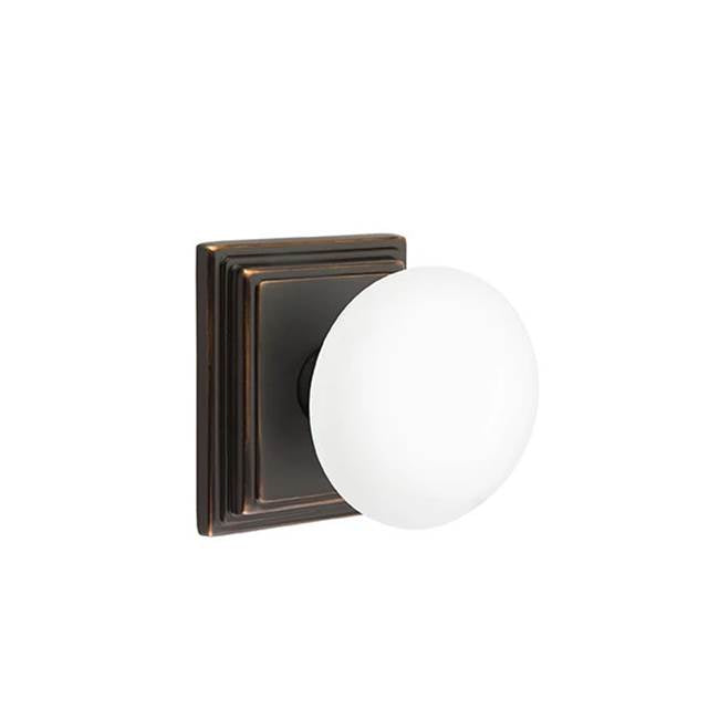Emtek - Passage, Wilshire Rosette, Ice White Knob, US10B - Oil Rubbed Bronze
