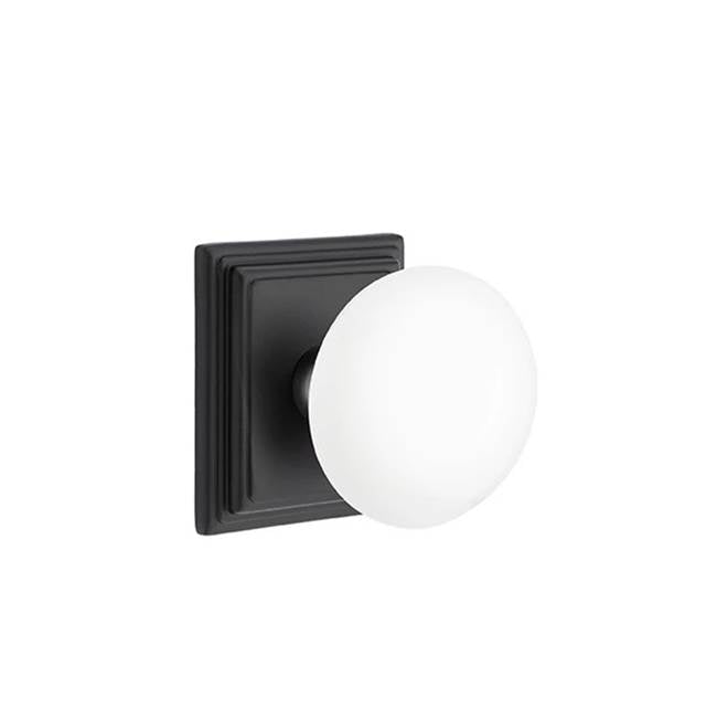Emtek - Passage, Wilshire Rosette, Ice White Knob, US19 - Flat Black