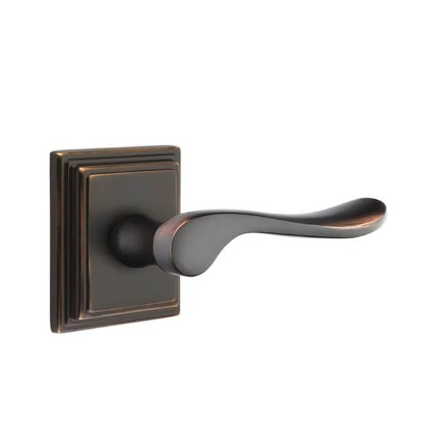 Emtek - Privacy, Wilshire Rosette, Luzern Lever, RH, US10B - Oil Rubbed Bronze