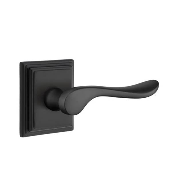 Emtek - Privacy, Wilshire Rosette, Luzern Lever, RH, US19 - Flat Black