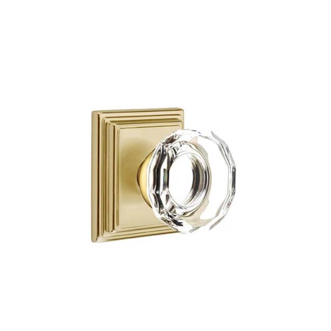 Emtek - Dummy, Wilshire Rosette, Lowell Crystal Knob, US4 - Satin Brass