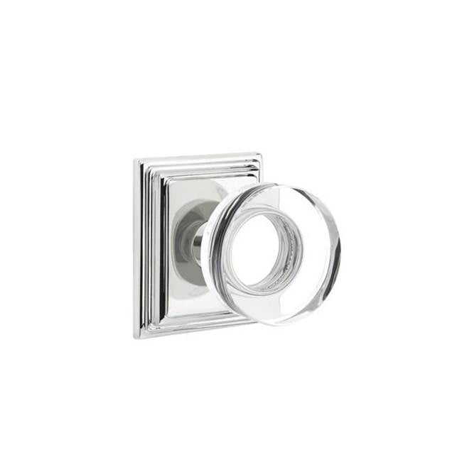 Emtek - Concealed, Passage, Wilshire Rosette, Modern Disc Crystal Knob, US26 - Polished Chrome