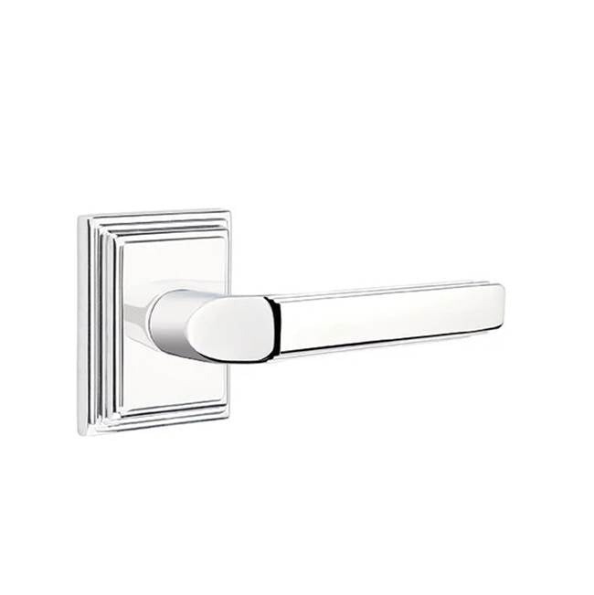 Emtek - Concealed, Privacy, Wilshire Rosette, Milano Lever, US26 - Polished Chrome