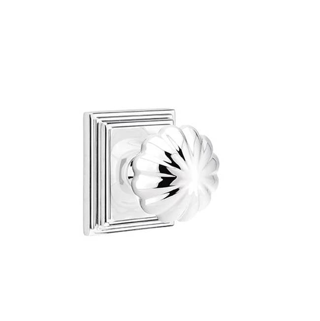 Emtek - Concealed, Privacy, Wilshire Rosette, Melon Knob, US26 - Polished Chrome
