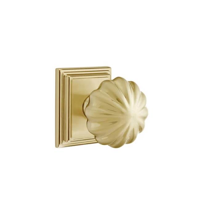 Emtek - Passage, Wilshire Rosette, Melon Knob, US4 - Satin Brass