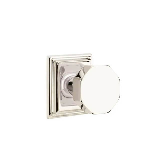 Emtek - Concealed, Passage, Wilshire Rosette, Octagon Knob, US14 - Polished Nickel