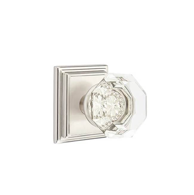 Emtek - Privacy, Wilshire Rosette, Old Town Clear Knob, US15 - Satin Nickel