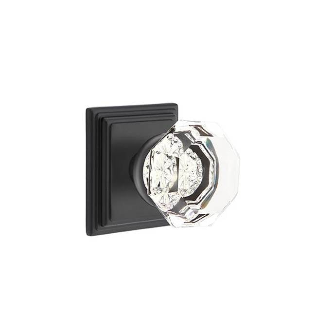 Emtek - Privacy, Wilshire Rosette, Old Town Clear Knob, US19 - Flat Black