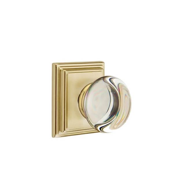 Emtek - Passage, Wilshire Rosette, Providence Crystal Knob, US4 - Satin Brass
