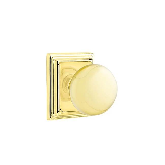 Emtek - Privacy, Wilshire Rosette, Providence Knob, US3 Lifetime - Polished Brass