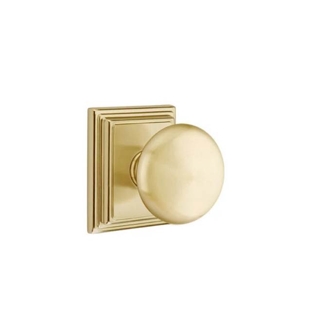 Emtek - Concealed, Privacy, Wilshire Rosette, Providence Knob, US4 - Satin Brass