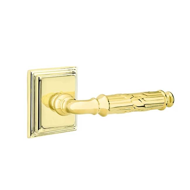 Emtek - Privacy, Wilshire Rosette, Ribbon and Reed Lever, RH, US3 Lifetime - Polished Brass