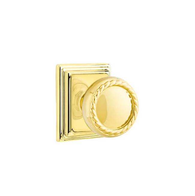 Emtek - Privacy, Wilshire Rosette, Rope Knob, US3 Lifetime - Polished Brass