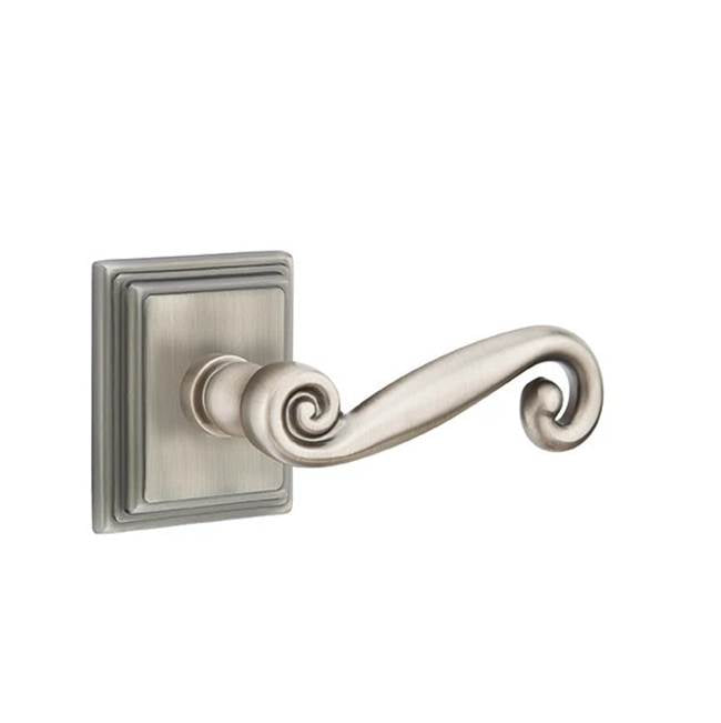 Emtek - Privacy, Wilshire Rosette, Rustic Lever, RH, US15A - Pewter