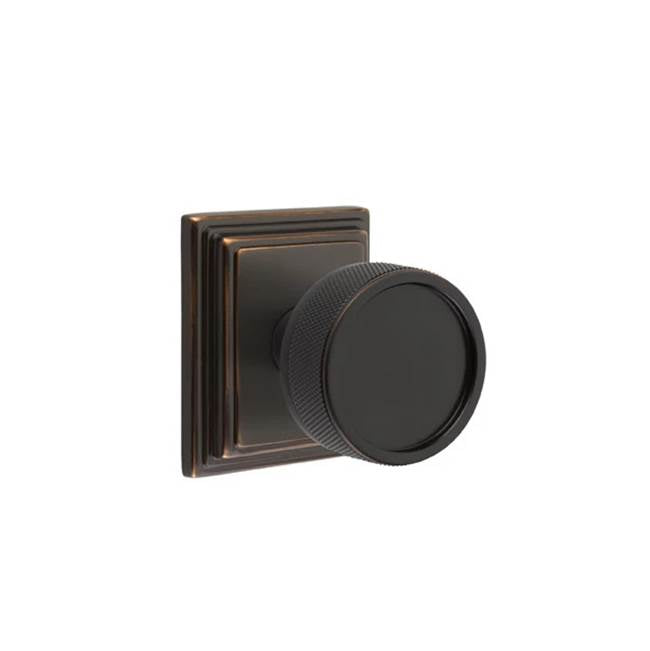 Emtek - Concealed Fastener Privacy, Wilshire Rosette US10B, Conical Stem US10B, Knurled Knob US10B - Oil Rubbed Bronze