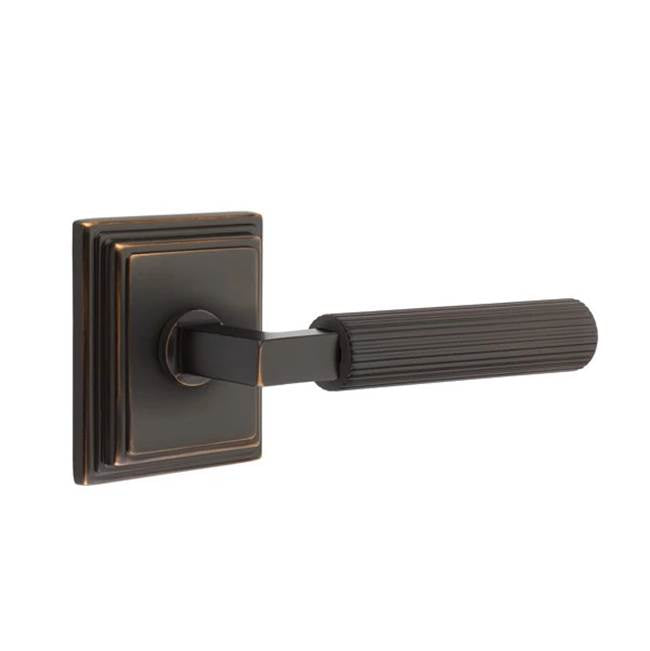 Emtek - Privacy, Wilshire Rosette US10B, L-Square Stem US10B, Straight Knurled Handle US10B LH - Oil Rubbed Bronze