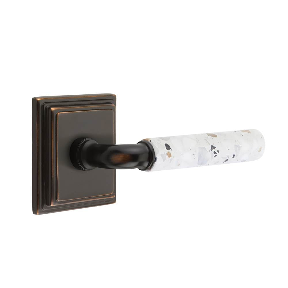 Emtek - Select Passage, Wilshire Rosette US10B, R-Bar Stem US10B, Light Terrazzo Handle, RH - Oil Rubbed Bronze