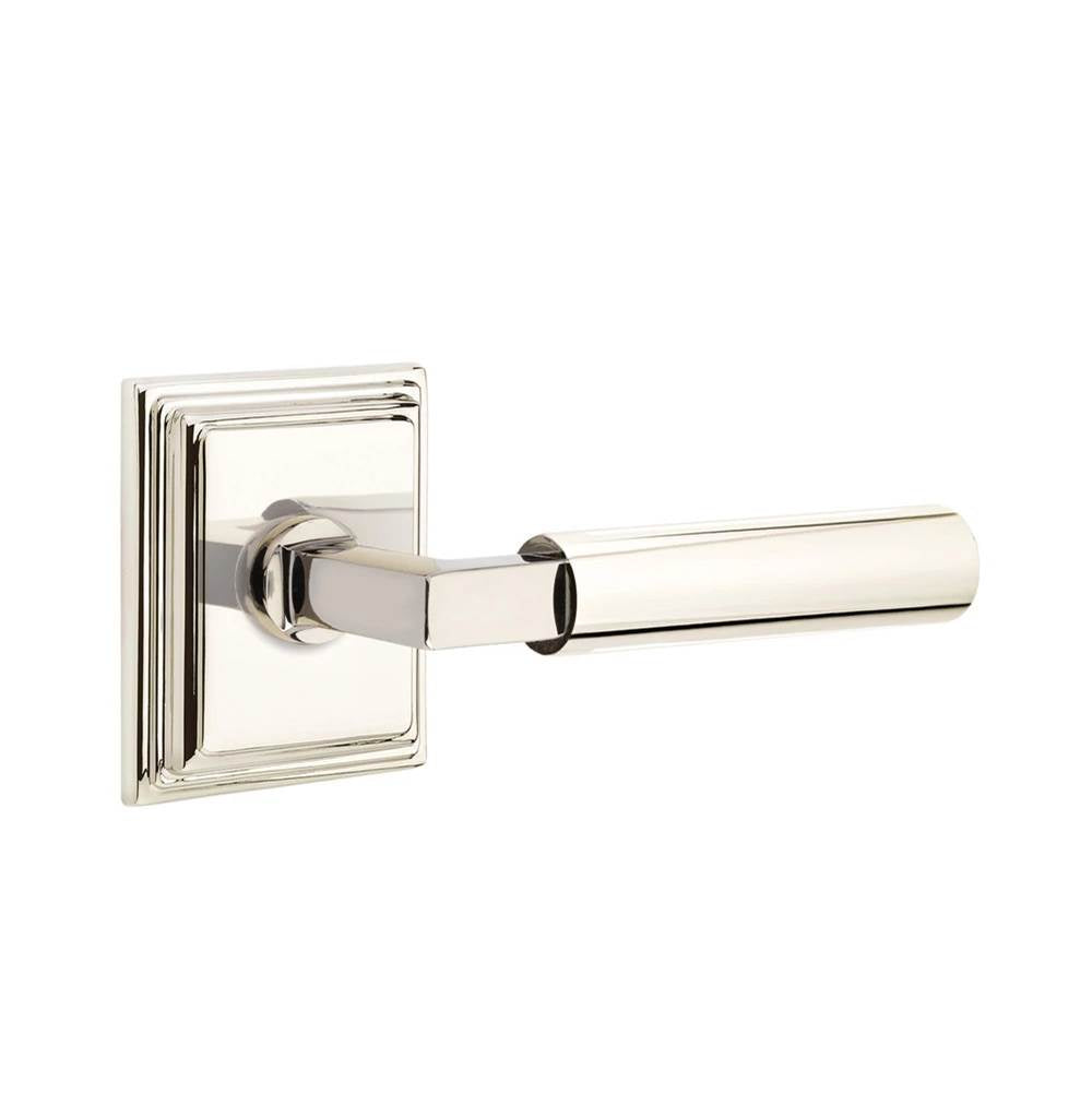 Emtek - SELECT Privacy, Wilshire Rosette US14, L-Square Stem US14, Smooth Handle US14 RH - Polished Nickel