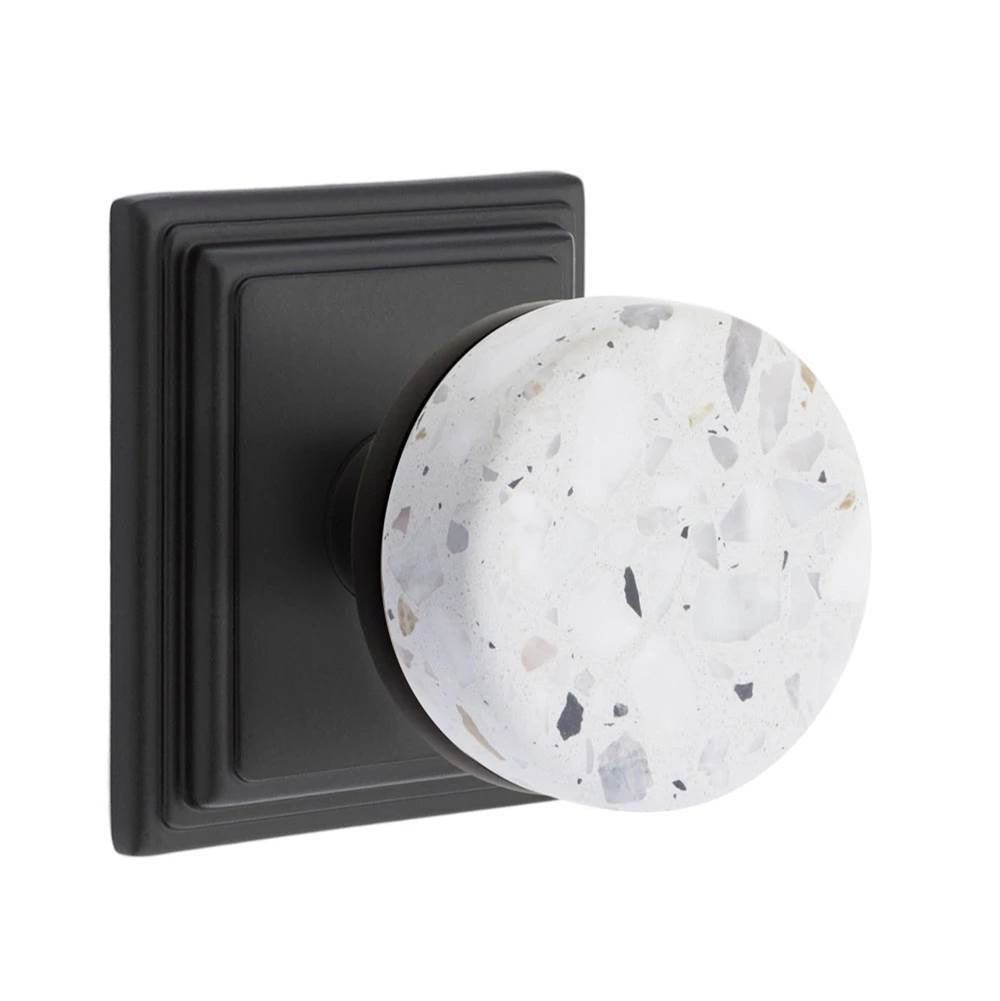 Emtek - Select Passage, Wilshire Rosette US19, Conical Stem US19, Light Terrazzo Knob - Flat Black