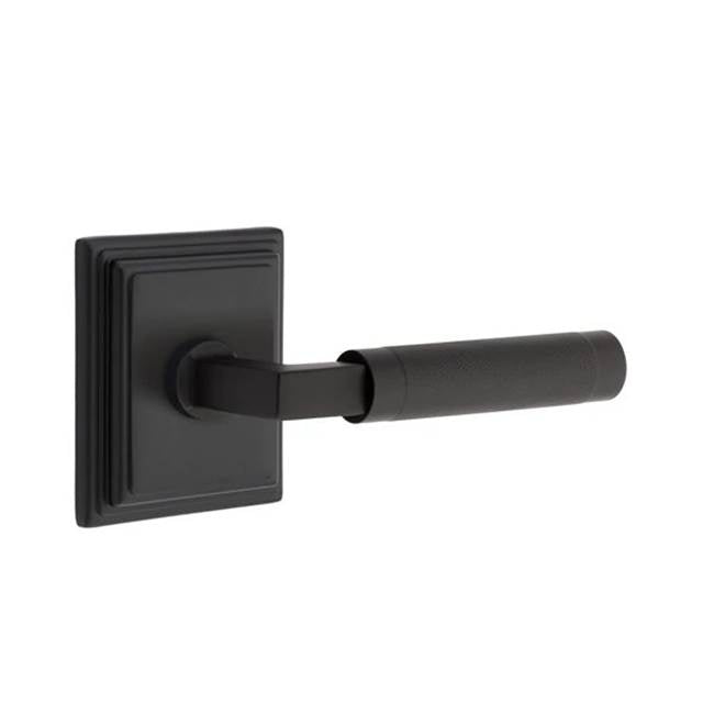 Emtek - Privacy, Wilshire Rosette US19, L-Square Stem US19, Knurled Handle US19 RH - Flat Black