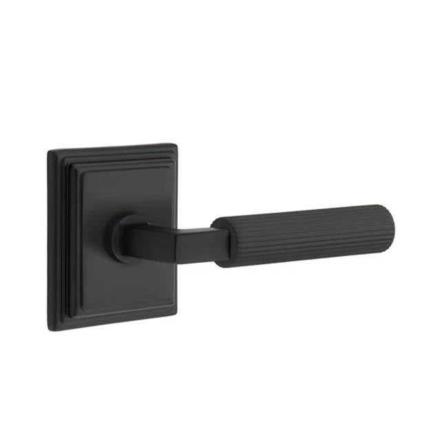 Emtek - Concealed Fastener, Passage, Wilshire Rosette US19, L-Square Stem US19, Straight Knurled Handle US19 - Flat Black