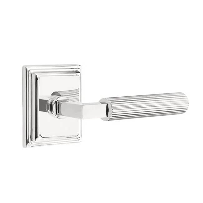 Emtek - Passage, Wilshire Rosette US26, L-Square Stem US26, Straight Knurled Handle US26 RH - Polished Chrome