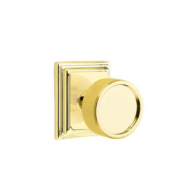 Emtek - Concealed Fastener Privacy, Wilshire Rosette US3NL, Conical Stem US3NL, Knurled Knob US3NL - Unlacquered Brass