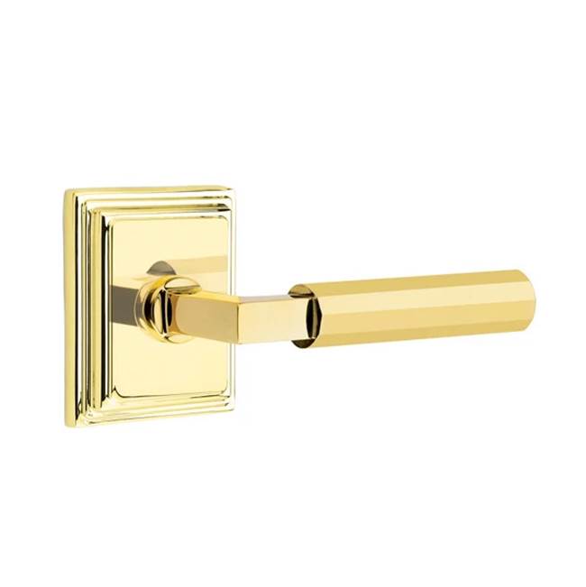 Emtek - Passage, Wilshire Rosette US3NL, L-Square Stem US3NL, Faceted Handle US3NL LH - Unlacquered Brass