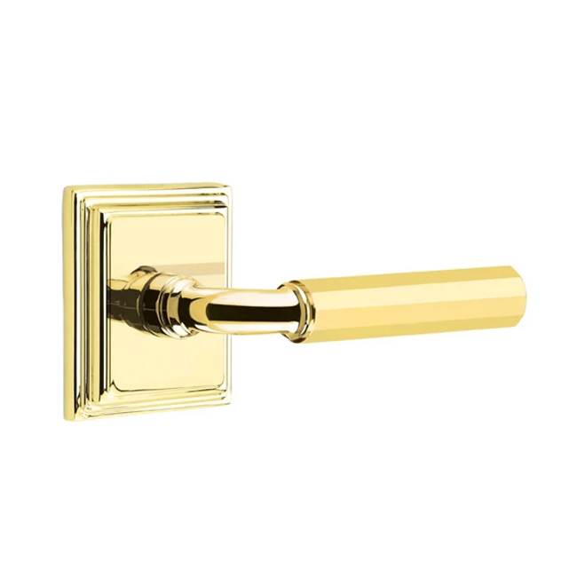Emtek - Concealed Fastener Passage, Wilshire Rosette US3NL, R-Bar Stem US3NL, Faceted Handle US3NL - Unlacquered Brass
